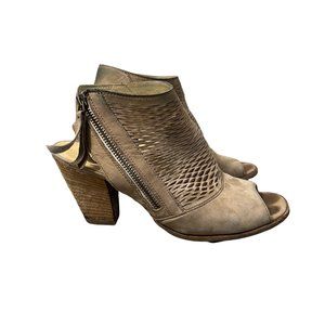 Paul Green Womens Brown Suede Leather Cayanne Perforated Peep Toe Bootie 7.5